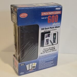 2-Pack Photo Albums Sewn Bonded Leather Book Bound Up To 600 Photos 4x6", 4x12"